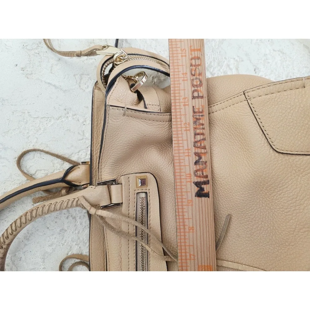 Rebecca Minkoff Regan Learher Shoulder Bag Crossbody Almond Brown Tan Minimalist